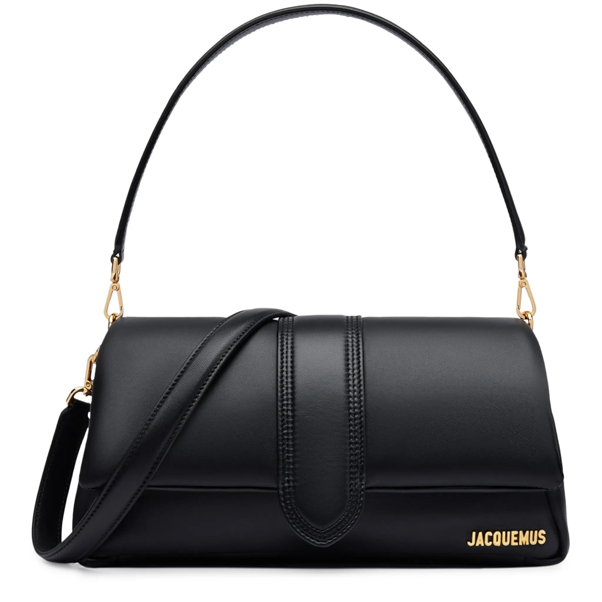 Front View of Jacquemus Le Bambimou Puffed Flap Black Crossbody Bag 231BA052-3073-990